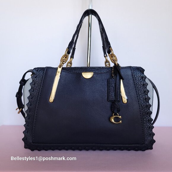 COACH Dreamer 27 Whipstitch Colorblocked Mixed Leather & Suede Satchel-Ink Mult⭐ - Picture 6 of 16